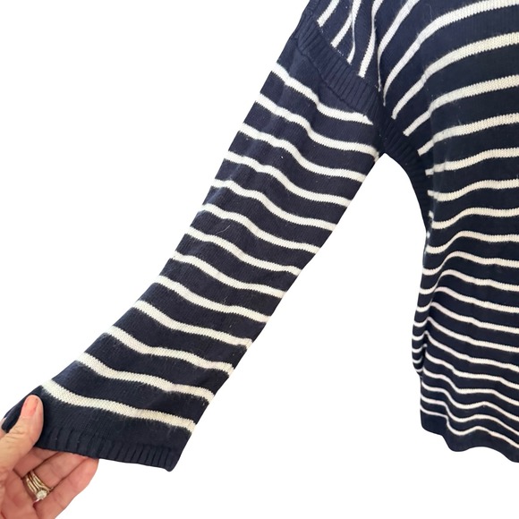Talbots Petites XLp Striped Knit Sweater Tunic Top Navy White Long Sleeve - Picture 3 of 6